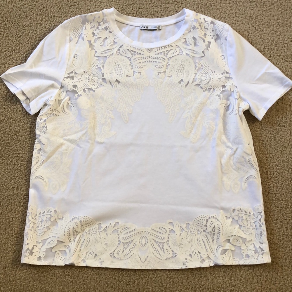 Zara contrast white top